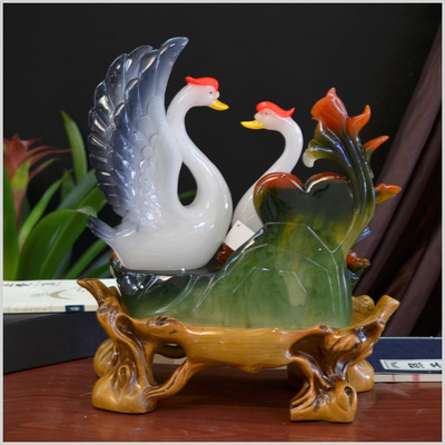 2013六月新款 仿玉工藝品擺件WM605百年好合-墨玉